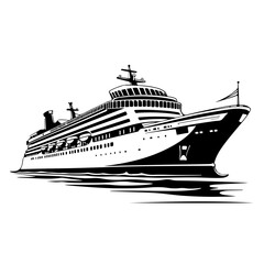 Luxury Cruise Ship Vector Illustration