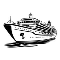 Luxury Cruise Ship Vector Illustration