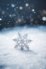 Fototapeta na wymiar Macro image of glittering snow on a minimalist Christmas scene AI generated illustration