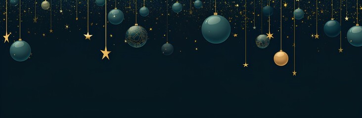 drops of water , Christmas and New Year background with blue balls and golden stars.