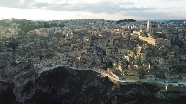 Overhead view of the City of Matera in Basilicata Famous for the Sassi of Matera.
Matera stones