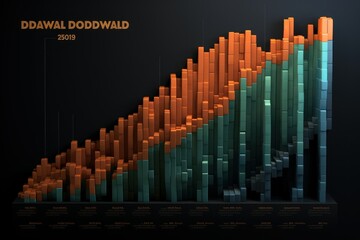 3D bar chart showing annual dividend payouts increasing over years.