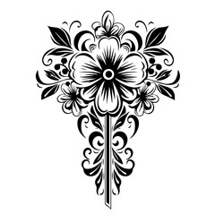 Floral Cross Symbol Vector Illustration