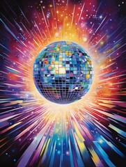 Cosmic Dance: Otherworldly Disco Ball Radiating Energy in Space. Generative ai