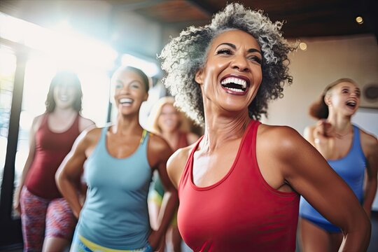 Women Aerobics Class Energetic Background Generative AI