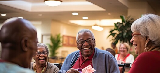 Black Elderly Card Game Retired Setting Generative AI