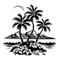 Vibrant Hawaii Scene Vector Illustration