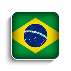 Vector Square Brazil Flag Icon