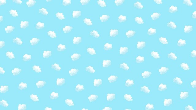 手描きの青空と雲のパターン背景（8秒ループ）