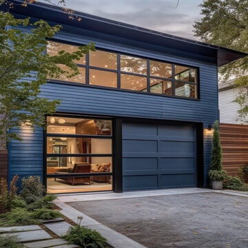 A spacious garage in Flynn with a rugged garage door 
