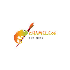 Chameleon and Brush Icon Logo Design Template