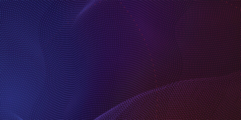 Obraz premium dots wave dynamit Dark abstract background with glowing wave. Shiny moving lines design element. Modern purple blue gradient flowing wave lines. Futuristic technology concept. Vector dots wave 