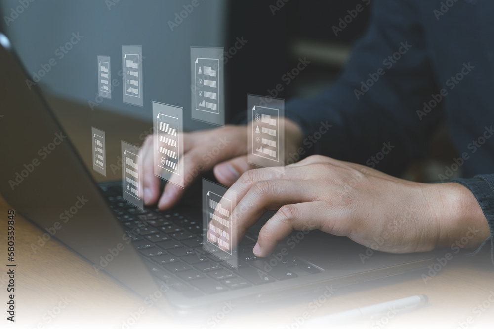 Aufkleber electronic data file management and digital data, business analytics and data management system, fin