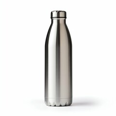 Sustainable Elegance: Metal Bottle Isolated on White Background. Generative ai