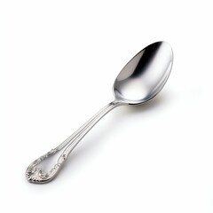 Sleek Simplicity: Metal Silver Spoon Isolated on White Background. Generative ai