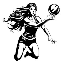 Dynamic Volleyball Player Vector Illustration