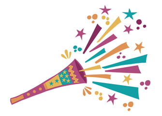  Vuvuzela bugle design for dances, carnival parties and festivals. Vector illustration isolated on transparent background
