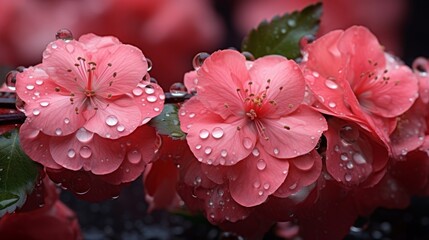 Beautiful flowers with water drops AI generated illustration