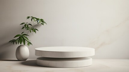 Clean aesthetics white stone pedestal a chic studio AI generated illustration