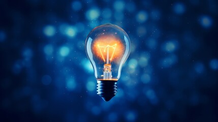 Creative light bulb abstract on glowing blue background AI generated illustration