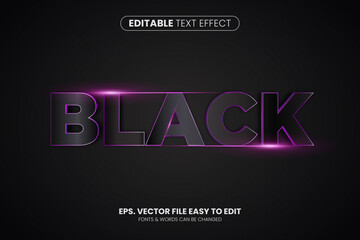 Black purple 3d editable text effect