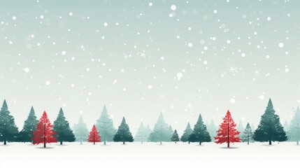Minimalist design featuring Christmas trees and snowflakes  AI generated illustration
