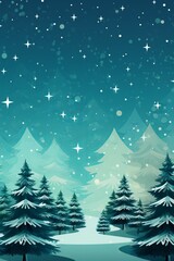 Obraz premium Minimalist design featuring Christmas trees and snowflakes AI generated illustration