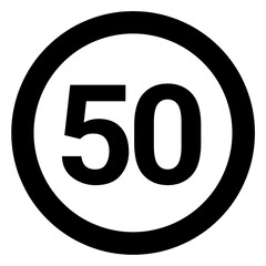 Numbered 50 rounded with black circle 