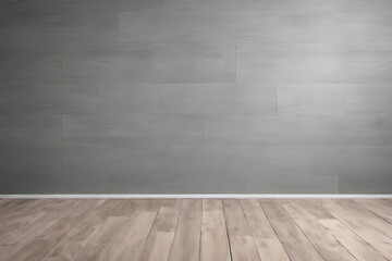 a wooden laminate flooring in front of a light grey wall background - obrazy, fototapety, plakaty