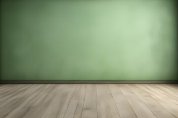 empty room with green wall and wooden floor