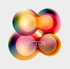 Beautiful flowing round shapes and circles abstract background. Liquid color bubble composition