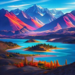 色とりどりの山岳風景