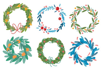 Set of Floral Decoration Frame and Border, Christmas Garland Decoration