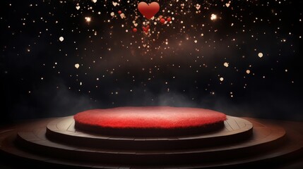 Podium under a sky full of stars for a romantic Valentines Day show   AI generated illustration - obrazy, fototapety, plakaty