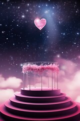 Podium under a sky full of stars for a romantic Valentines Day show   AI generated illustration
