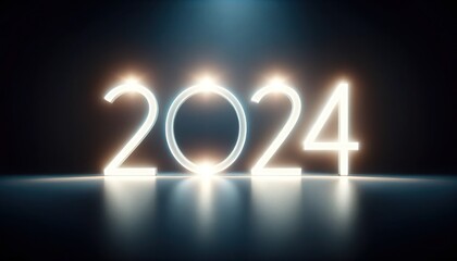 Happy new year 2024 in shiny light style