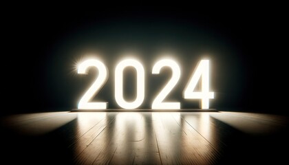 Happy new year 2024 in shiny light style