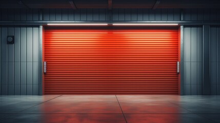 Roller door or roller shutter using for factory ware AI generated illustration - obrazy, fototapety, plakaty