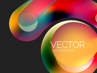 Beautiful flowing round shapes and circles abstract background. Liquid color bubble composition