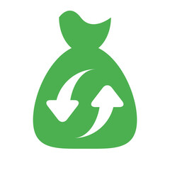 エコ、リサイクル、ゴミぶくろを表すカラースタイルのアイコン