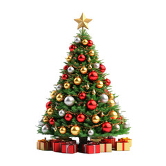 Obraz na płótnie Canvas Christmas tree decoration with gift underneath transparent background