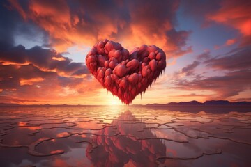 Spectacular  heart formation in the sky   AI generated illustration