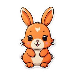 High-Definition Illustration of an Adorable Cartoon Bunny with Big Ears and Expressive Eyes, Sitting Down with a Cute Smile, Transparent Background - Perfect for Children's Book Illustrations and Fest
