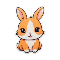 High-Definition Illustration of an Adorable Cartoon Bunny with Big Ears and Expressive Eyes, Sitting Down with a Cute Smile, Transparent Background - Perfect for Children's Book Illustrations and Fest