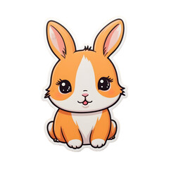 Obraz premium High-Definition Illustration of an Adorable Cartoon Bunny with Big Ears and Expressive Eyes, Sitting Down with a Cute Smile, Transparent Background - Perfect for Children's Book Illustrations and Fest