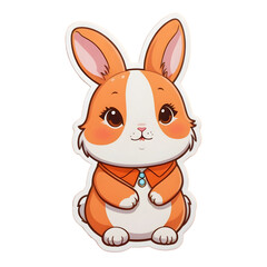 Fototapeta premium High-Definition Illustration of an Adorable Cartoon Bunny with Big Ears and Expressive Eyes, Sitting Down with a Cute Smile, Transparent Background - Perfect for Children's Book Illustrations and Fest