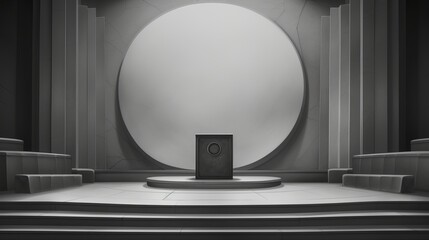 View of podium in monochrome palette  AI generated illustration