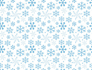 Seamless Tile Delicate Blue Crystal Snowflakes