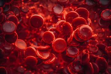Close up 3D model of red blood cells - obrazy, fototapety, plakaty