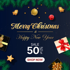 blue christmas background design WITH ORNAMENTS